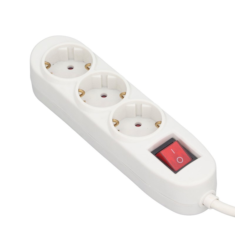 European Power Strip 3 Way ABS and Copper Multiple Outlet