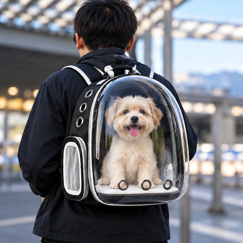 Transparent Pet Backpack Carrier for Cats & Small Dogs, Ventilated