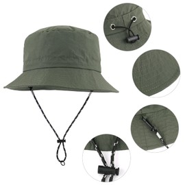 Sun Hat for Men Women Wide Brim UPF 50+ Fishing & Bucket Hat Waterproof Foldable Beach Sun Hat for Hiking Camping Safari Green