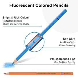 50 Count Fluorescent Coloured Pencils for Adult Coloring Books, Soft Core,Ideal for Drawing Blending Shading,Colouring Pencils Set Adults Kids Beginners