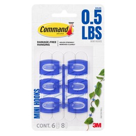 Command Limited Edition Mini Hooks [Removable]: 6-pack (Blueberry)