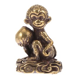 iplusmile 1Pc Mini Monkey Shape Copper Ornament Cute Desktop Decor Lightweight and Sturdy Craft for Home Office Decoration Chinese Style Monkey Figurine Adornment