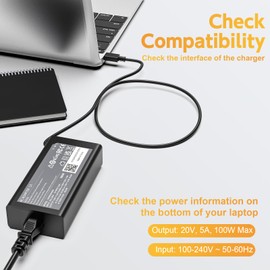 ADL100YDC3A ADL100YLC3A 100W USB C Laptop Charger for Lenovo Yoga 9 9i 7 7i, Yoga Slim 7 Pro/Prox, Yoga Pro 7, Yoga 9; ThinkPad P16s T16 P14s L15 L14 Series Power Supply Cord