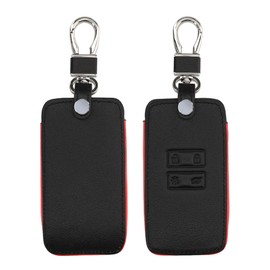 kwmobile Car Key Faux Leather Case Compatible with Renault 4-Button Smartkey Car Key (Keyless Go Only) - Key Cover in Black Matte Red