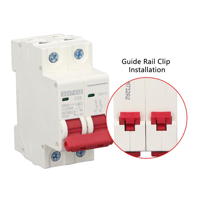 Circuit Breaker 2P DC 1000V MCB 25A DIN Rail Mount