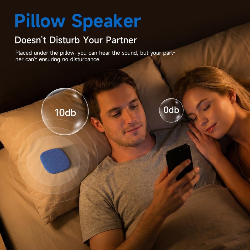 TAZATA Bluetooth Pillow Speaker for Sleeping, Blue