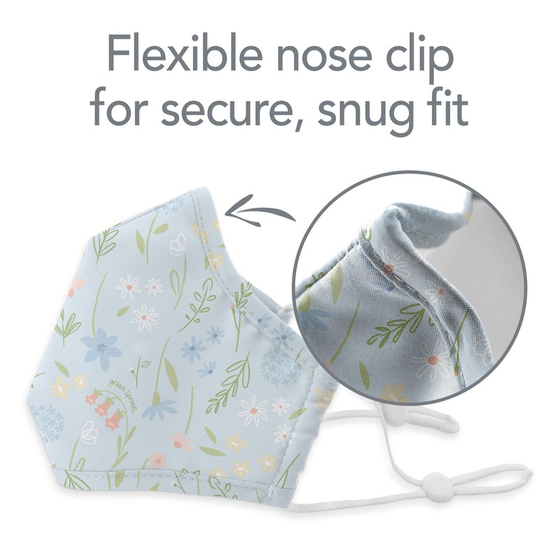 green sprouts i play Adjustable Reusable Face Mask - Aqua