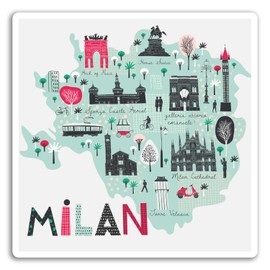 2 x 10cm Milan Map Vinyl Stickers - Italy City Sticker Laptop Luggage #17043 (10cm Wide)
