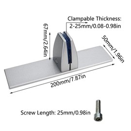 1 x T-shaped desk partition clip, aluminium alloy freestanding divider base bracket with free-standing base for 2-25 mm partition (black)