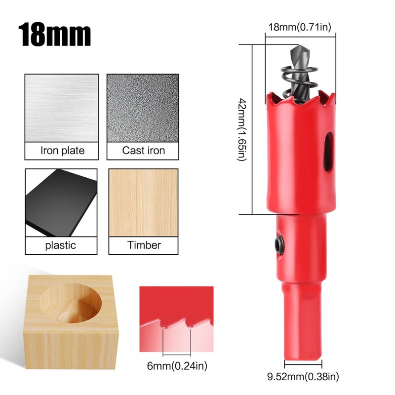 Boxonly Hole Saws Cutter M42 Bi-Metal 18mm Hole Saw Drill