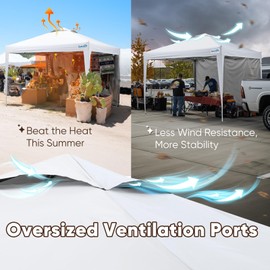 Quictent 10x10 Pop Up Canopy Tent with 1 Sidewall Removable, Instant Setup Gazebo for 1 Person, Portable, Compact & UV Protection, Ideal for Commercial, Camping, Beach, Parties, and Outdoor Events