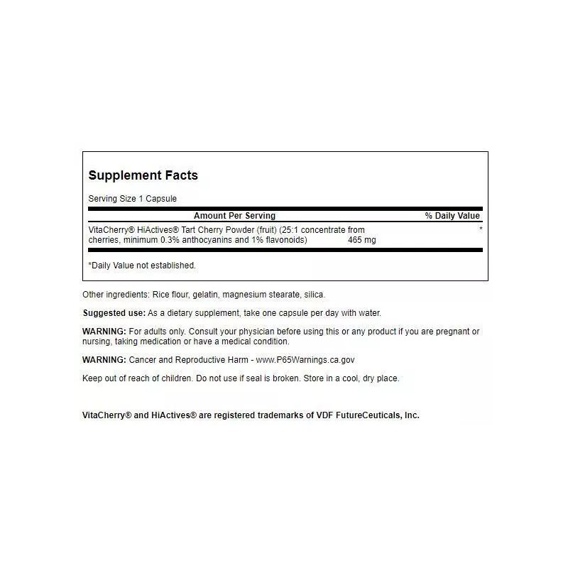 Swanson Hiactives Tart Cherry 465 mg 60 Capsules
