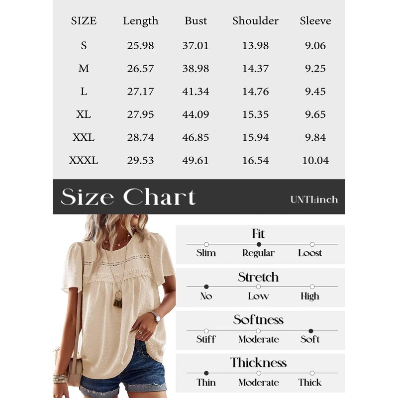 Falechay Boho Tops for Women Cute Lace Blouse Solid Bohemian