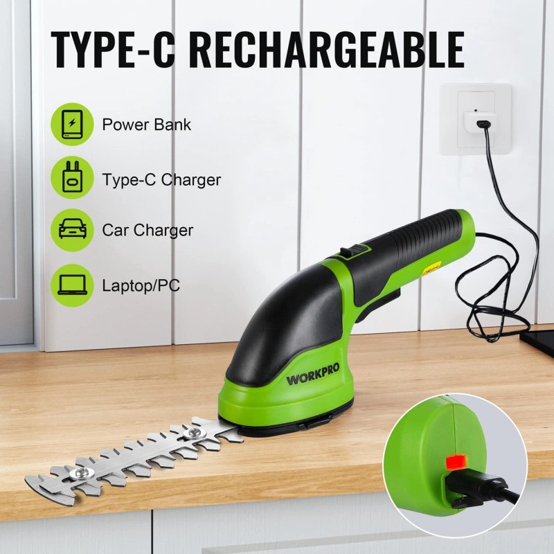 WORKPRO Cordless Grass Shear & Shrubbery Trimmer 2 in 1
