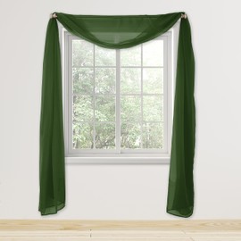 Elegant Comfort Lightweight Sheer Voile Window Scarf Valance - 216 Inch Long - 1 Panel Long Sheer Curtain for Living Room, Event Decor, Bedroom, (1 Piece) 55" X 216'' Long, Hunter Green
