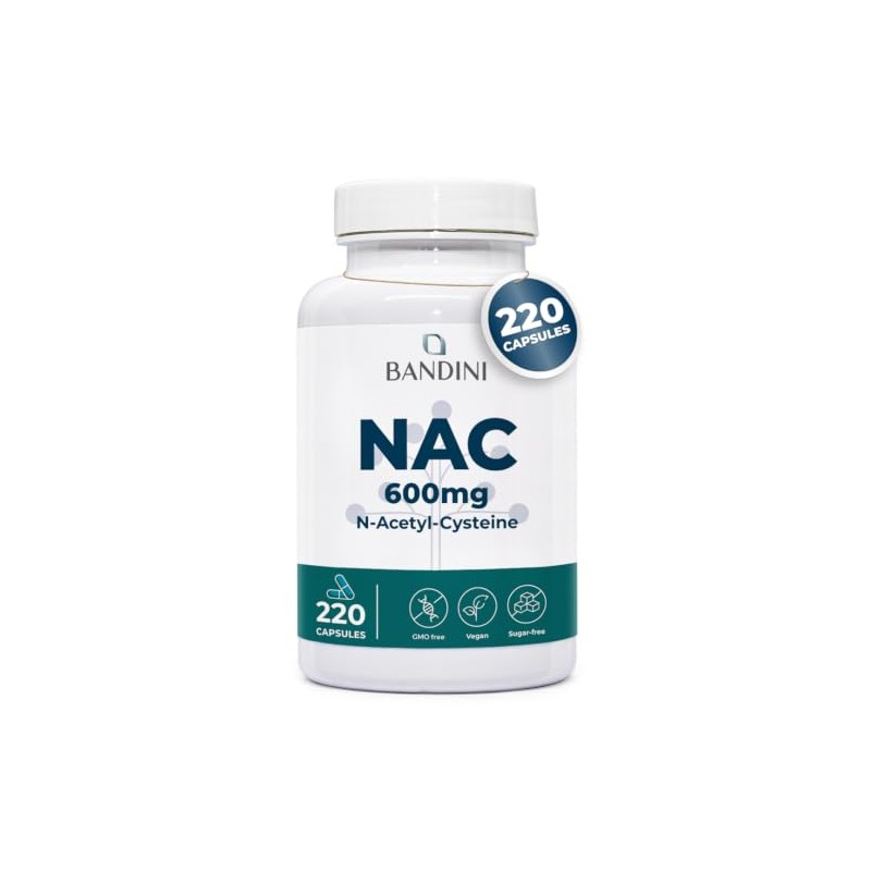 Bandini® NAC N-Acetyl-Cysteine ​​600 mg | 220 Vegan Capsules (+7