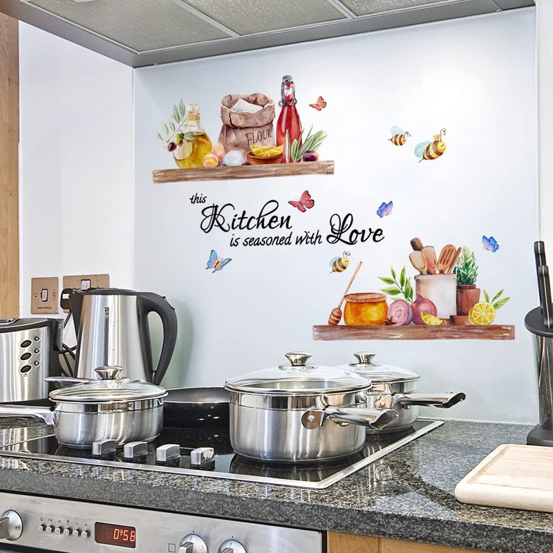FUFUQUARE Kitchen Wall Stickers Inspirational Quote This Kitchen is Seasoned