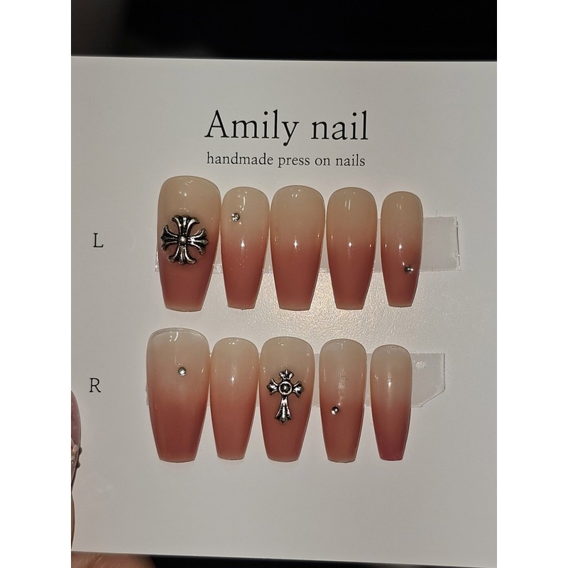 ♡Dry rose gradient [Handmade nail tip] Emily nail - short