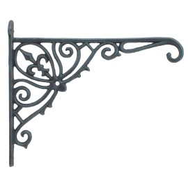 Flag Emotes Cast Iron Plant Hanger Bracket 12" Deep Verdigris Green Outdoor Wall Mount Hook