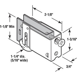 Prime-Line Products D 1762 Sliding Door Roller Assembly with 1-1/4-Inch Steel Ball Bearing