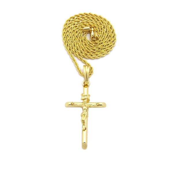 CBC Crown Religion Cross Jesus Crucifix Pendant in 18"/20"/24" Rope,