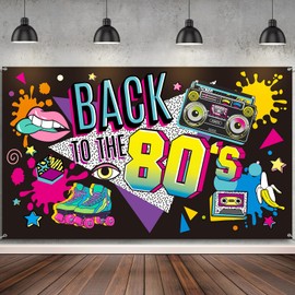 80s Party Decorations Back to The 80's Banner 80s Background Decoration for Photography Background 80s Party Supplies, 185 x 109 x 0.04 cm
