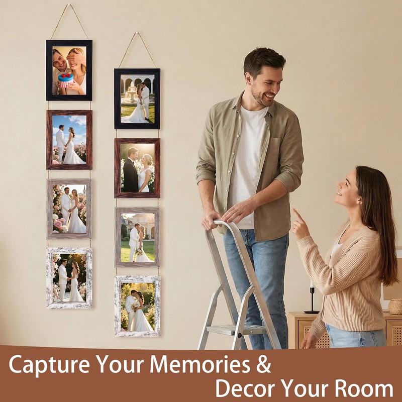Ubamdom 2 Set 5x7 Hanging Picture Frames Collage with 8
