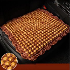 XMLINPER Four Seasons Natural Olive Wood Bead Seat Pad Mat Comfy Cool Summer Massage Car Seat Cushion (Square) for Truck,RV,Pickup,Office Chair Cover (Brown)
