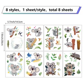 CRASPIRE 8 Styles Koala Wall Stickers Animal PVC Window Stickers Decals Waterproof Self Adhesive Cling Peel and Stick for Home Stairway Decoration Bedroom Living Room Kitchen Showcase