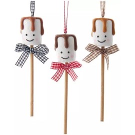 Kurt Adler 5.25" Marshmallow on Popsicle Stick Chocolate Candy Christmas Ornament Set of 3