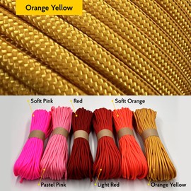 EdcX Paracord 4 mm, 35+ Solid Colours (15 m, 30 m, 50 m, 100 m, 300 m), Ideal for Crafts, Camping, Outdoor, 100% Nylon Rope, 4 mm, Tactical Cord 550, Type III (Orange Yellow, 50 m)