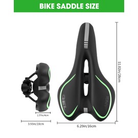 Comfortable Bike Seat for Men & Women, Waterproof Bicycle Seat, Breathable Mountain Bike Saddle, Gel Bicycle Saddle for MTB, BMX, Road Bike, City Bikes, Exercise Bikes(Green)