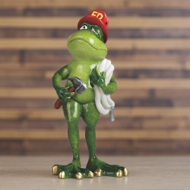 7.75"H Frog Fireman Figurine Ornament Home Decor Unique Gift