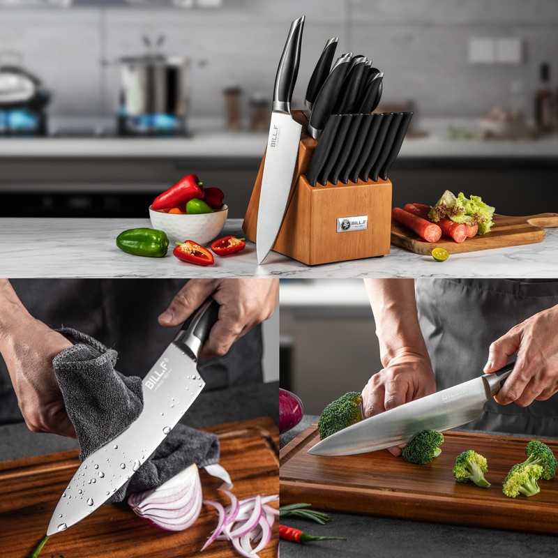 Wood Kitchen Set Knife Set for Kitchen with Block Stainless