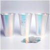 MnhoMnrn 25 Pcs Iridescent Frosted Plastic Cups with Shiny heart