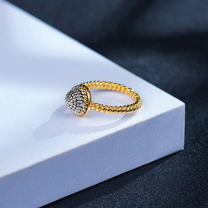 Mytys Stackable Rings 18K Gold Plated Cable Cocktail Ring for