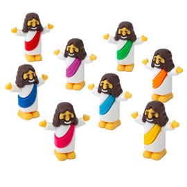 Fun Express 1 1/2" Bulk 72 Pc. Mini Jesus Figurines in Bright Color Sash Assortment
