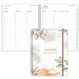 2025-2026 Appointment Book & Planner - 8.5" x 11" Daily Hourly Planner 2025-2026 from July 2025 - June 2026, Weekly Appointment Book with 30-Minute Interval, Rose Leaf