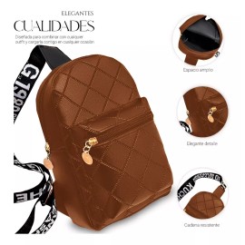 Shendy Vendy Bolso Bandolera Para Mujer Impermeable Vini Piel Color Marrón Diseño de la tela Liso