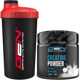 Creatine Powder 300 g + Premium Shaker - Pure Creatine Monohydrate - Optimal Solubility & Microfine - Vegan - 88 Uses