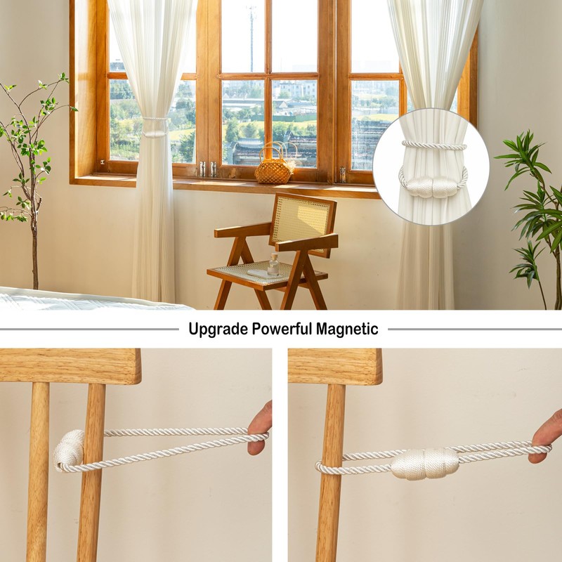 Contoeey Magnetic Curtain Tiebacks Rope Tie Backs 2 Pack Curtains