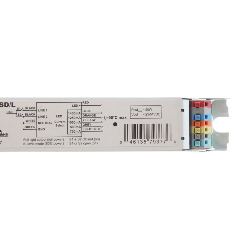Osram OT50W/CS1400C/UNV/SD/L Constant Current Step-Dimmable LED Driver, 21-50VDC
