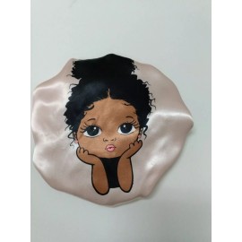 Unbranded Rose Gold Girl's Peekaboo Satin Hair Bonnet