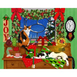 Springbok Christmas Cats - 500 Piece Jigsaw Puzzle for Adults - Made in USA - Unique Cut Pieces