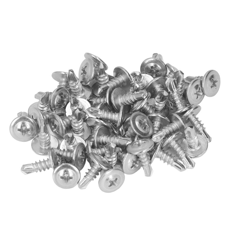 200Pcs Self Drilling Screw Stainless Steel Round Washer Head M4.8x13
