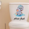 Toilet Wall Stickers Cute Elephant Please Flush Funny Toilet Lid