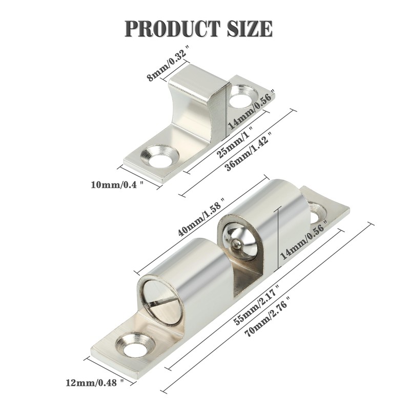 Alise Double Roller Catch Cabinet Latches,Adjustable Double Ball Tension Roller