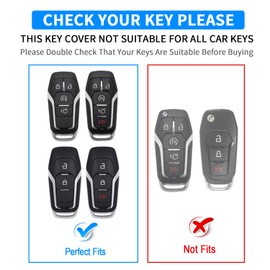 QBUC for Ford Key Fob Cover with Keychain,Key Shell Compatible with Ford Explorer F150 Lincoln MKC MKX MKZ Fusion Mustang Edge Remote Key Vehicle Accessories(White)