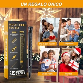 Bolígrafo Multifuncional, 14 en 1 Pluma Bolígrafo con Función de Luz led/Destornillador/Regla/Abrebotellas, Gadgets Tecnologicos, Ideas para Navidad, 