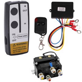Wireless Winch Remote Control Kit,12V 250A Winch Solenoid Relay Contactor with Wireless Receiver and Remote for 2000-5000lbs Winches